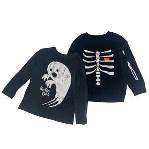 Halloween Long Sleeve Ghost Shirt and Skeleton Crewneck Sweater